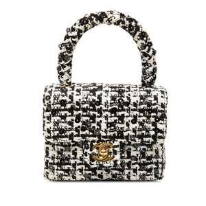 Chanel Coco Mark Mini Handbag in Black and White Tweed with Sequins for Women